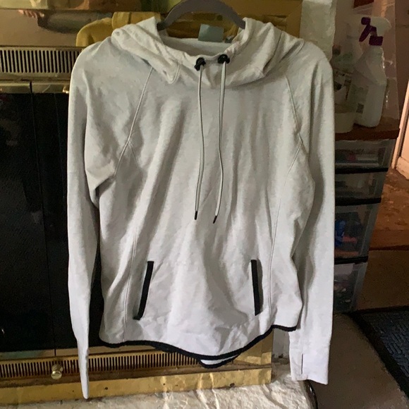 Athleta Light Gray Hooded Sweatshirt M - Picture 1 of 4
